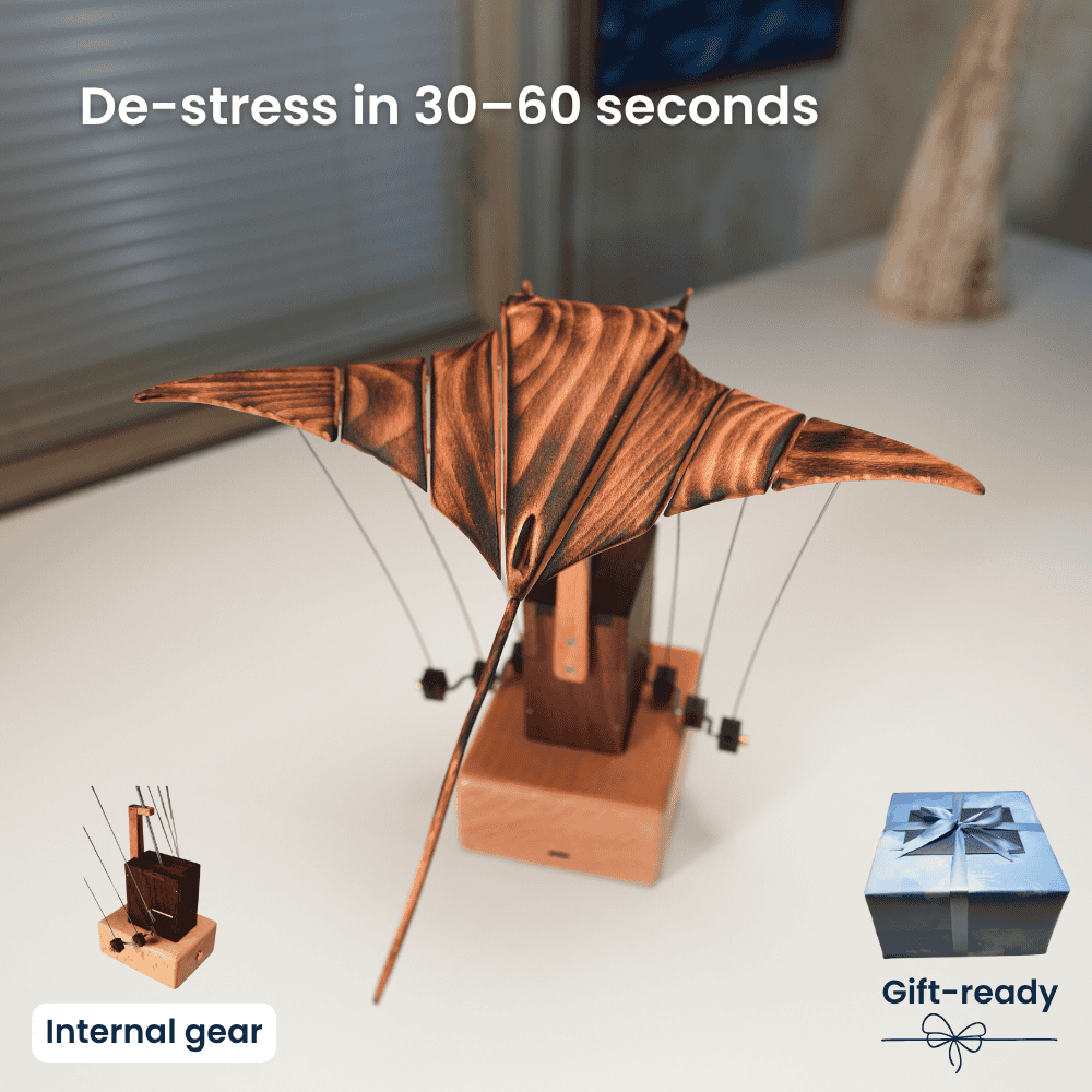 Wooden Manta Ray Kinetic Sculpture