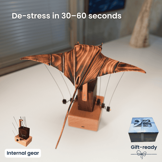 Wooden Manta Ray Kinetic Sculpture