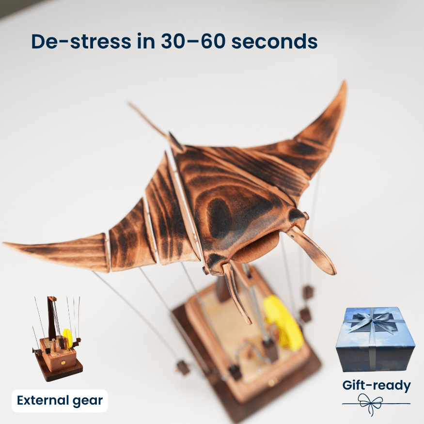 Wooden Manta Ray Kinetic Sculpture