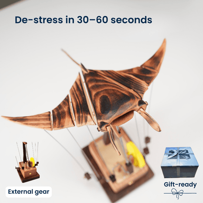 Wooden Manta Ray Kinetic Sculpture